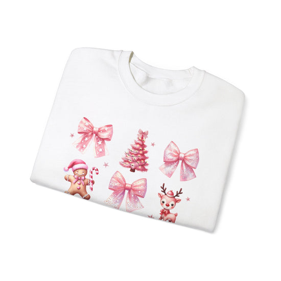 Printify Sweatshirt Pinkmas Coquette Sweatshirt, Adorable Christmas Gift, Comfortable Crewneck, Festive Holiday Apparel, Women's Winter Wear Pinkmas Coquette Sweatshirt, Adorable Christmas Gift, Comfortable Crewneck, Festive Holiday Apparel, Women's Winter Wear