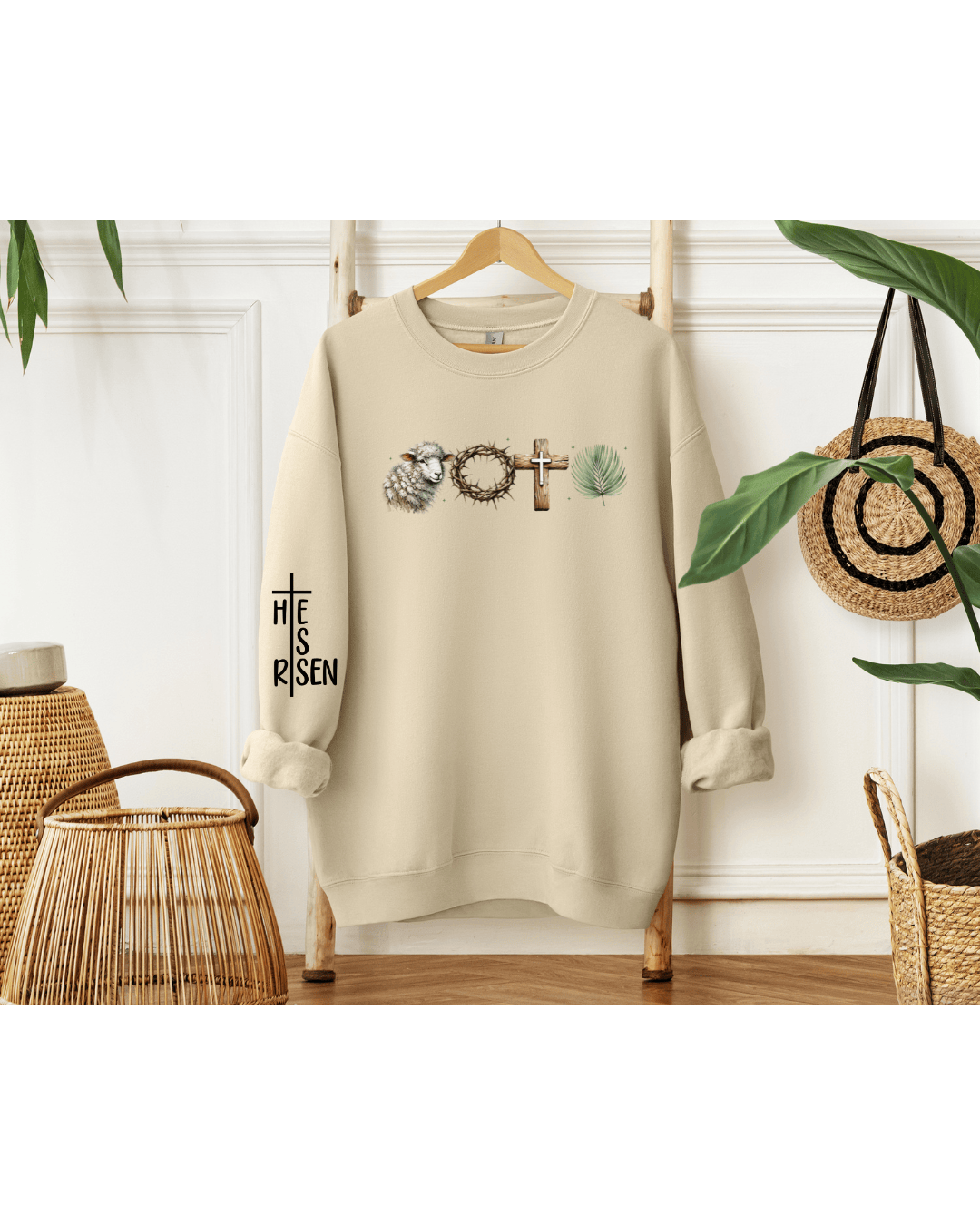 Printify Sweatshirt Sand / S Resurrection Story He is Risen Sweatshirt Resurrection Story He is Risen Sweatshirt