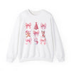 Printify Sweatshirt White / S Pinkmas Coquette Sweatshirt, Adorable Christmas Gift, Comfortable Crewneck, Festive Holiday Apparel, Women's Winter Wear Pinkmas Coquette Sweatshirt, Adorable Christmas Gift, Comfortable Crewneck, Festive Holiday Apparel, Women's Winter Wear