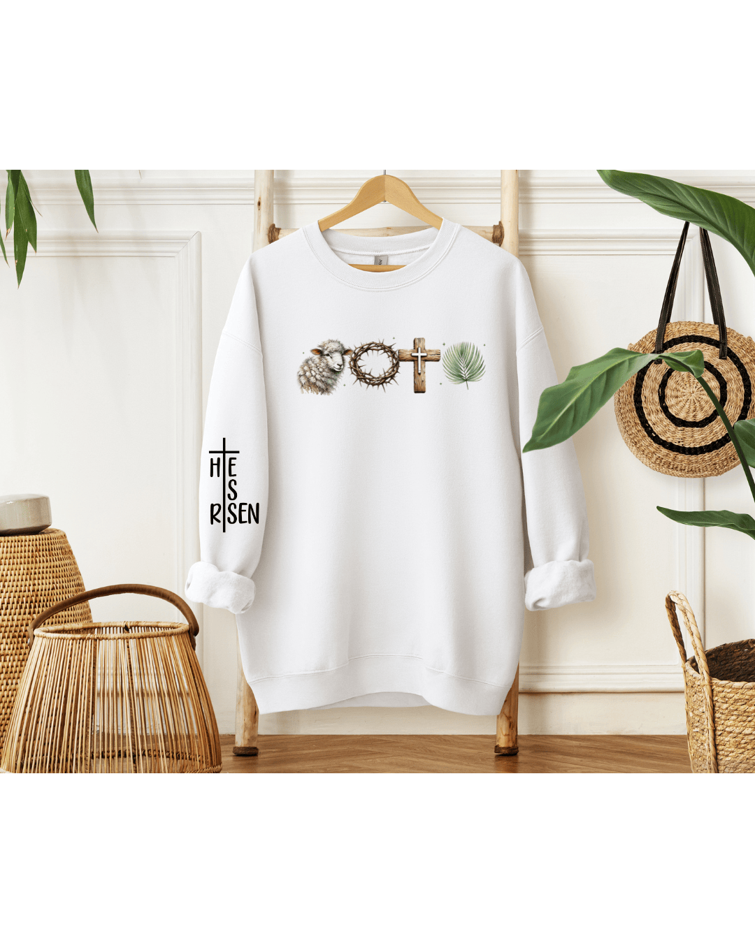 Printify Sweatshirt White / S Resurrection Story He is Risen Sweatshirt Resurrection Story He is Risen Sweatshirt