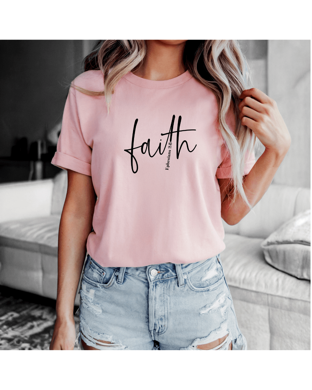 Printify T-Shirt Faith Ephesians 2:8 | Saved by Grace Tee Faith Ephesians 2:8 | Saved by Grace Tee
