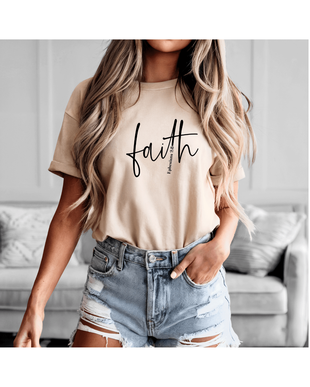 Printify T-Shirt Faith Ephesians 2:8 | Saved by Grace Tee Faith Ephesians 2:8 | Saved by Grace Tee