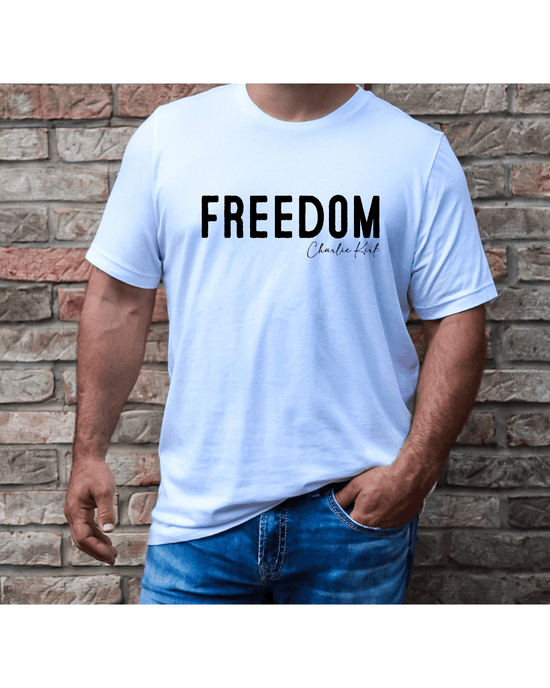 Printify T-Shirt FREEDOM - Charlie Kirk Unisex T-Shirt FREEDOM - Charlie Kirk Unisex T-Shirt