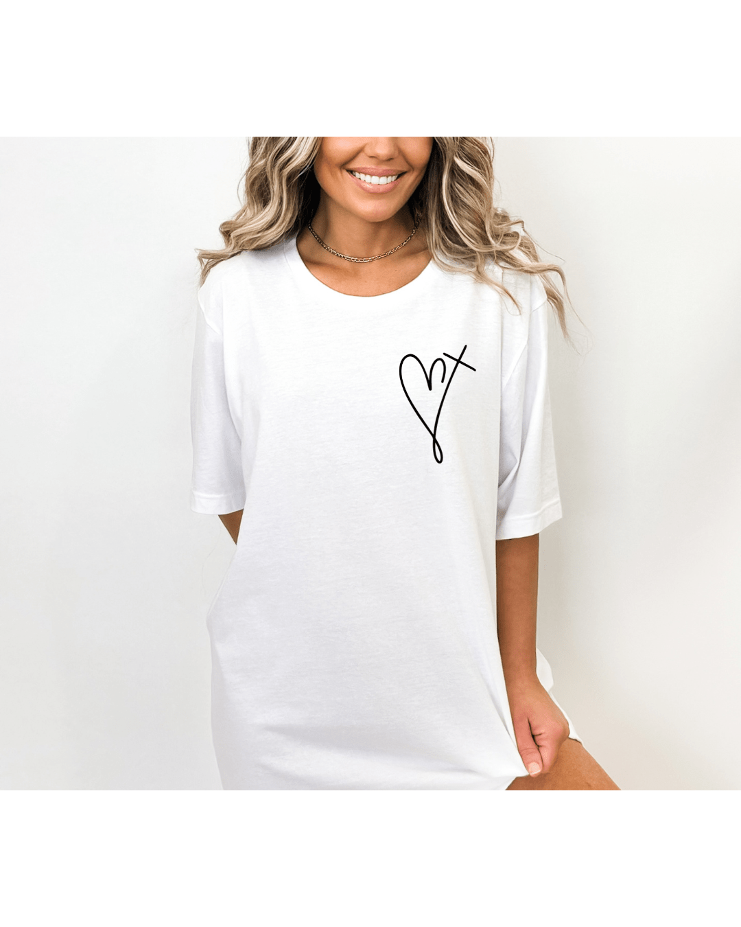 Printify T-Shirt He Holds My Heart Christian T-Shirt | Jesus Has My Back Tee He Holds My Heart Christian T-Shirt | Jesus Has My Back Tee