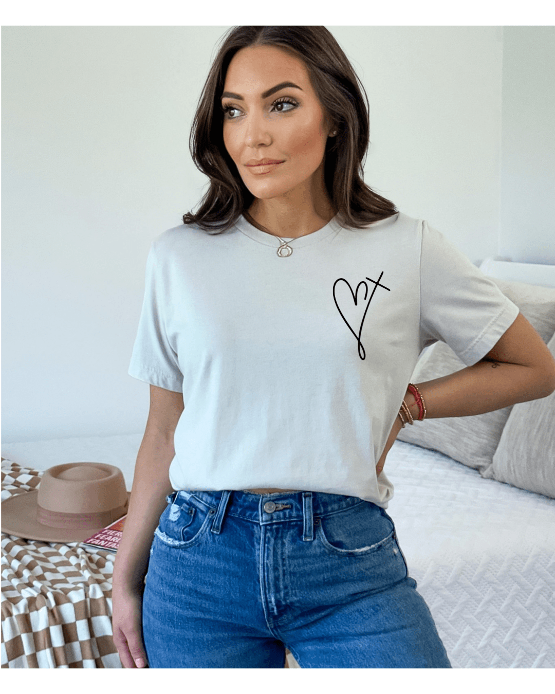 Printify T-Shirt He Holds My Heart Christian T-Shirt | Jesus Has My Back Tee He Holds My Heart Christian T-Shirt | Jesus Has My Back Tee
