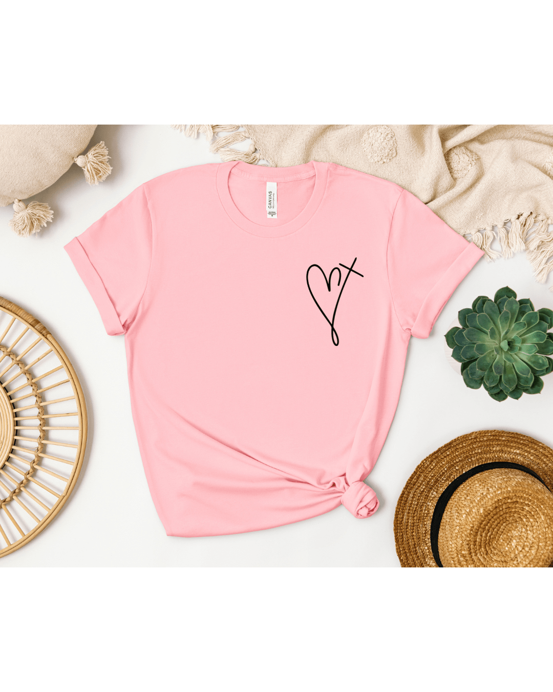 Printify T-Shirt He Holds My Heart Christian T-Shirt | Jesus Has My Back Tee He Holds My Heart Christian T-Shirt | Jesus Has My Back Tee