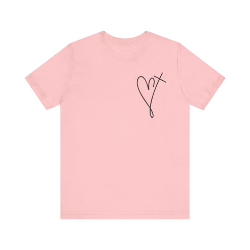 Printify T-Shirt Pink / XS He Holds My Heart Christian T-Shirt | Jesus Has My Back Tee He Holds My Heart Christian T-Shirt | Jesus Has My Back Tee