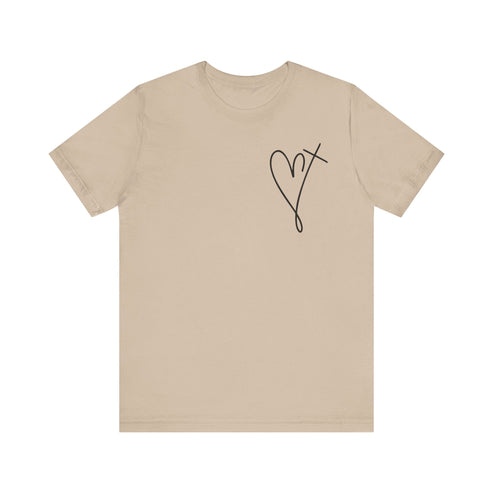Printify T-Shirt Tan / XS He Holds My Heart Christian T-Shirt | Jesus Has My Back Tee He Holds My Heart Christian T-Shirt | Jesus Has My Back Tee