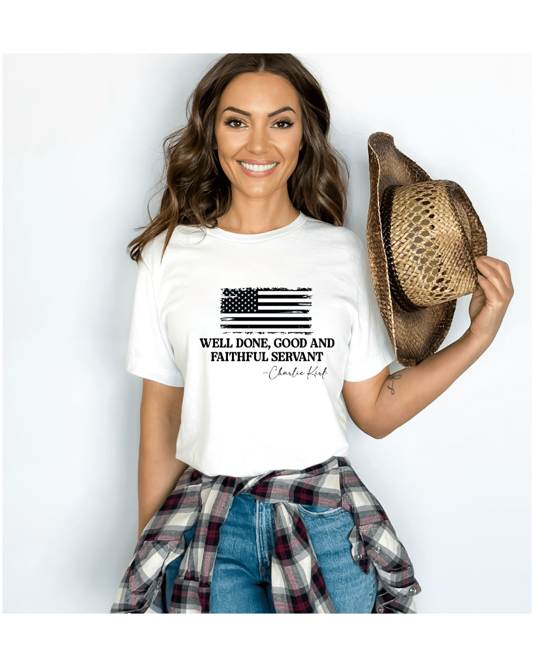 Printify T-Shirt “Well Done, Faithful Servant” Charlie Kirk Remembrance Tee “Well Done, Faithful Servant” Charlie Kirk Remembrance Tee