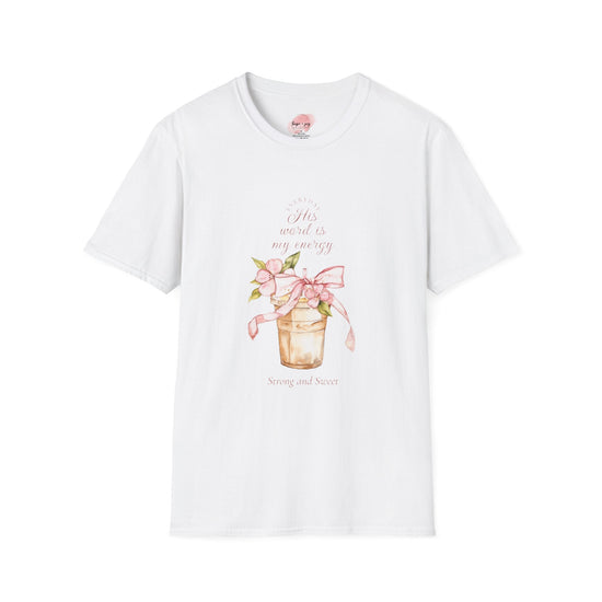 Printify T-Shirt XS / White Christian Pink Coquette Style Unisex Softstyle T-Shirt, God's Word Strength Energy, Religious Tee, Women's Graphic Top, Inspirational Shirt Christian Pink Coquette Style Unisex Softstyle T-Shirt, God's Word Strength Energy, Religious Tee, Women's Graphic Top, Inspirational Shirt