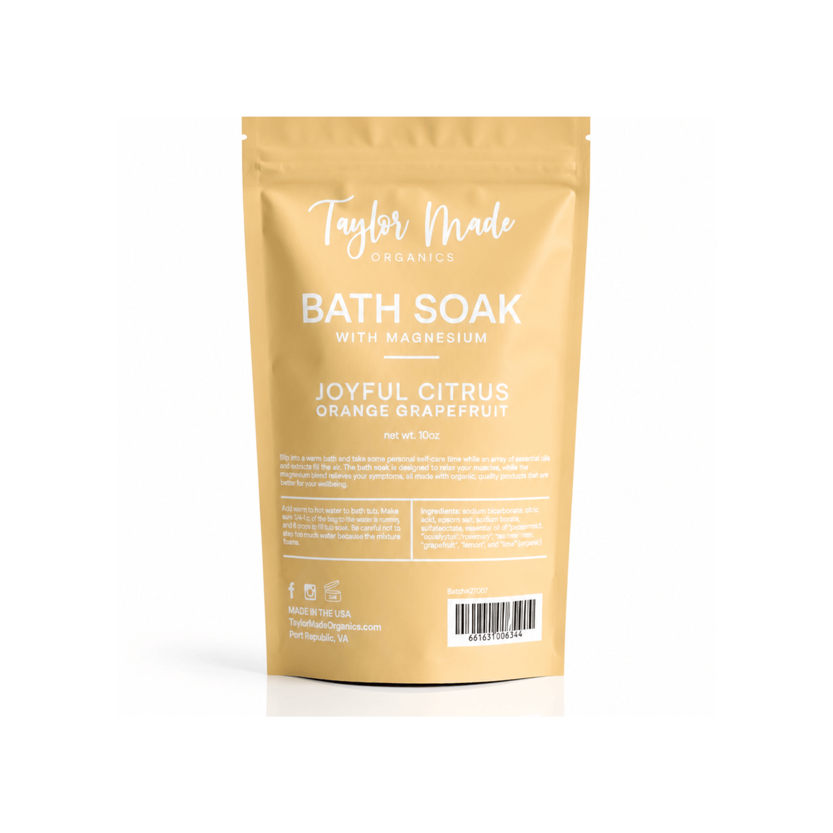 Taylor Made Organics bath additive Joyful Citrus Magnesium Bath Soaks with Essential Oils Magnesium Bath Soaks with Essential Oils