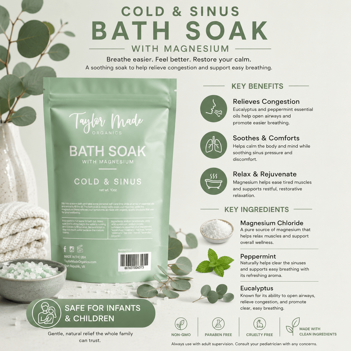 Taylor Made Organics bath additive Magnesium Bath Soaks with Essential Oils Magnesium Bath Soaks with Essential Oils