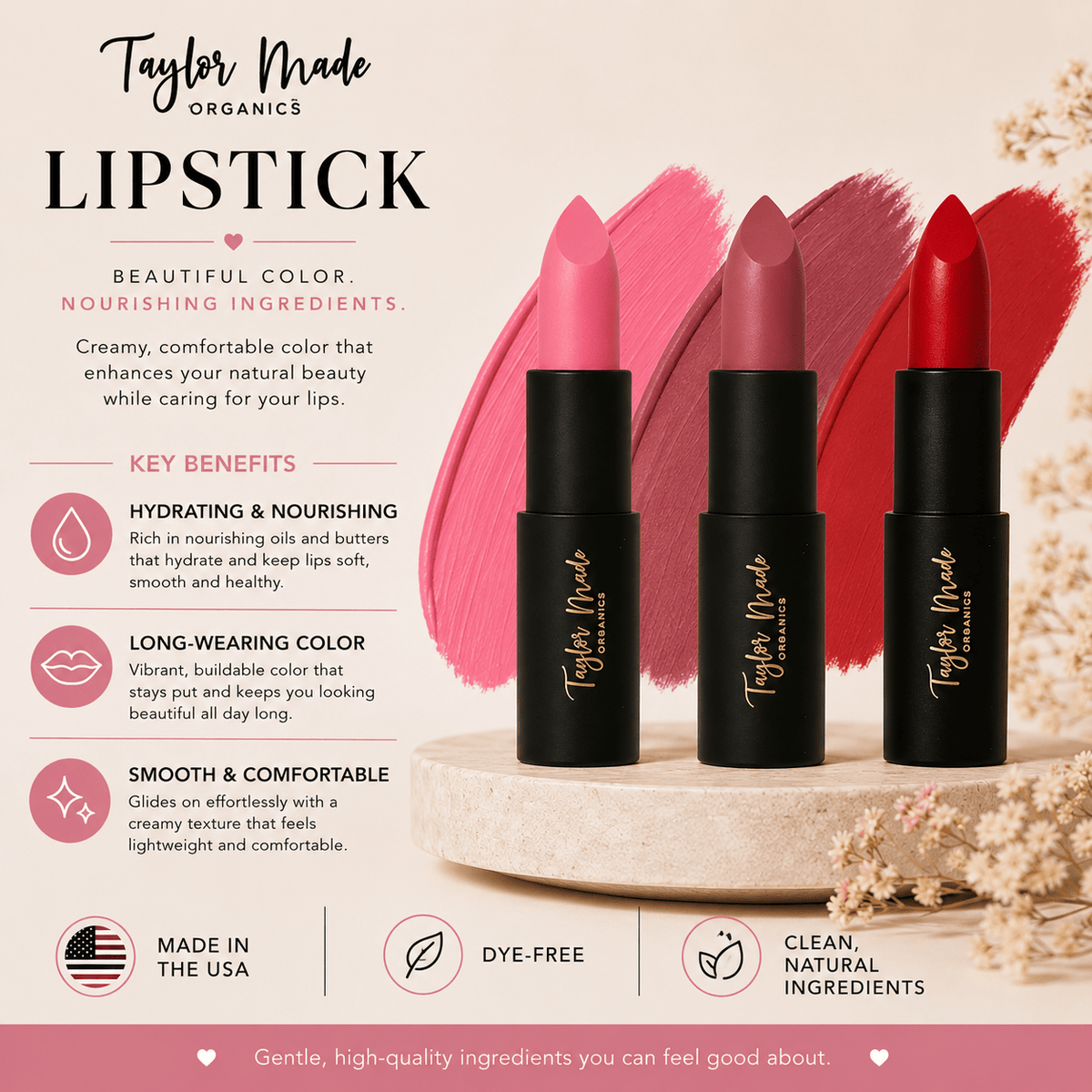 Taylor Made Organics lipstick Organic Moisturizing Lipstick Organic Moisturizing Lipstick