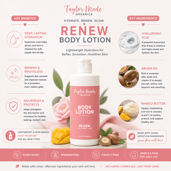 Taylor Made Organics lotion Renew Body Lotion | Hyaluronic Acid + Vanilla Rose Renew Body Lotion | Hyaluronic Acid + Vanilla Rose