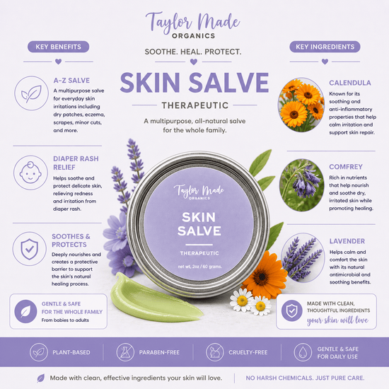 Taylor Made Organics therapeutic salve Organic Herbal Skin Salve | All-Purpose Skin Balm Organic Herbal Skin Salve | All-Purpose Skin Balm