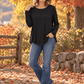 Zenana Long Sleeve Top BLACK / S Flowy Round Hem Rayon Long Sleeve Top Flowy Round Hem Rayon Long Sleeve Top